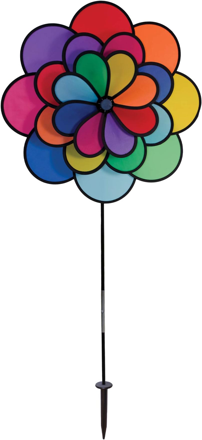 In the Breeze Best Selling Triple Wheel Flower - Ground Stake Included - Colorful Wind Spinner for your Yard or Garden