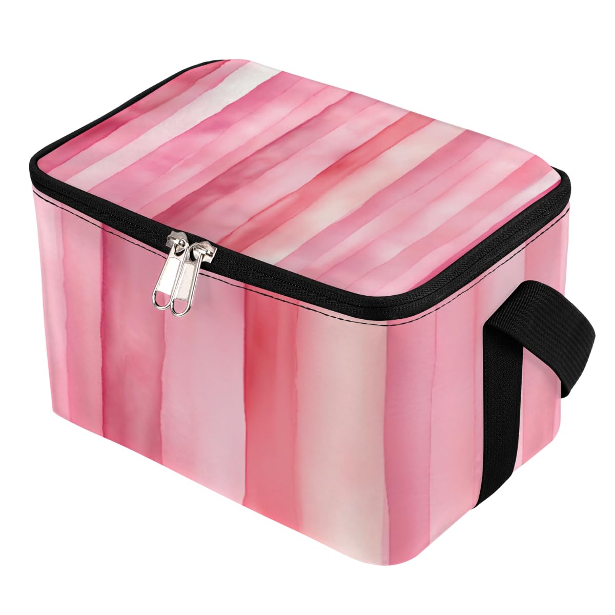 GzLeyigou Lunch Bags for Women Men 9 Cans,Pinks Stripe Hot & Cold Food Delivery Bag Insulated Grocery Bag Insulated Lunch Box Abstract Textured Cooler Bag for Office Work Picnic Beach