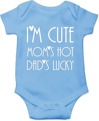 Im Cute, Moms Hot, Dads Lucky - Funny Baby Essentials Bodysuit - Girl Clothes Newborn Romper