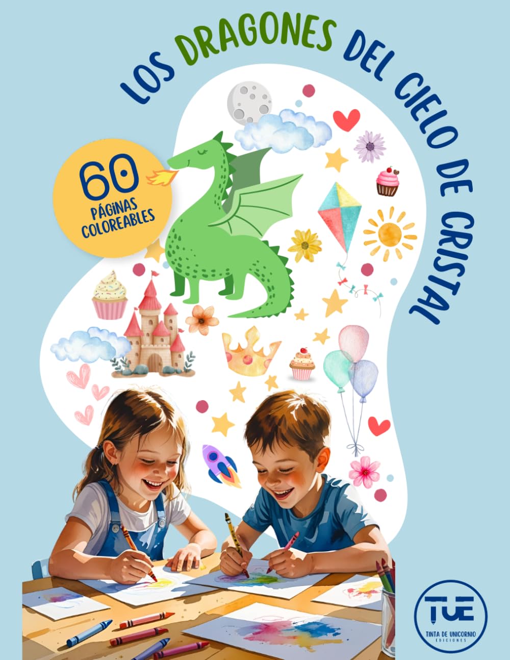 Libro de colorear dragones para niños 8,5"x11" : 60 diseños mágicos, una imagen por página: Diversión creativa; páginas a una cara para regalar, ... cara para regalar, viajar o colorear en casa