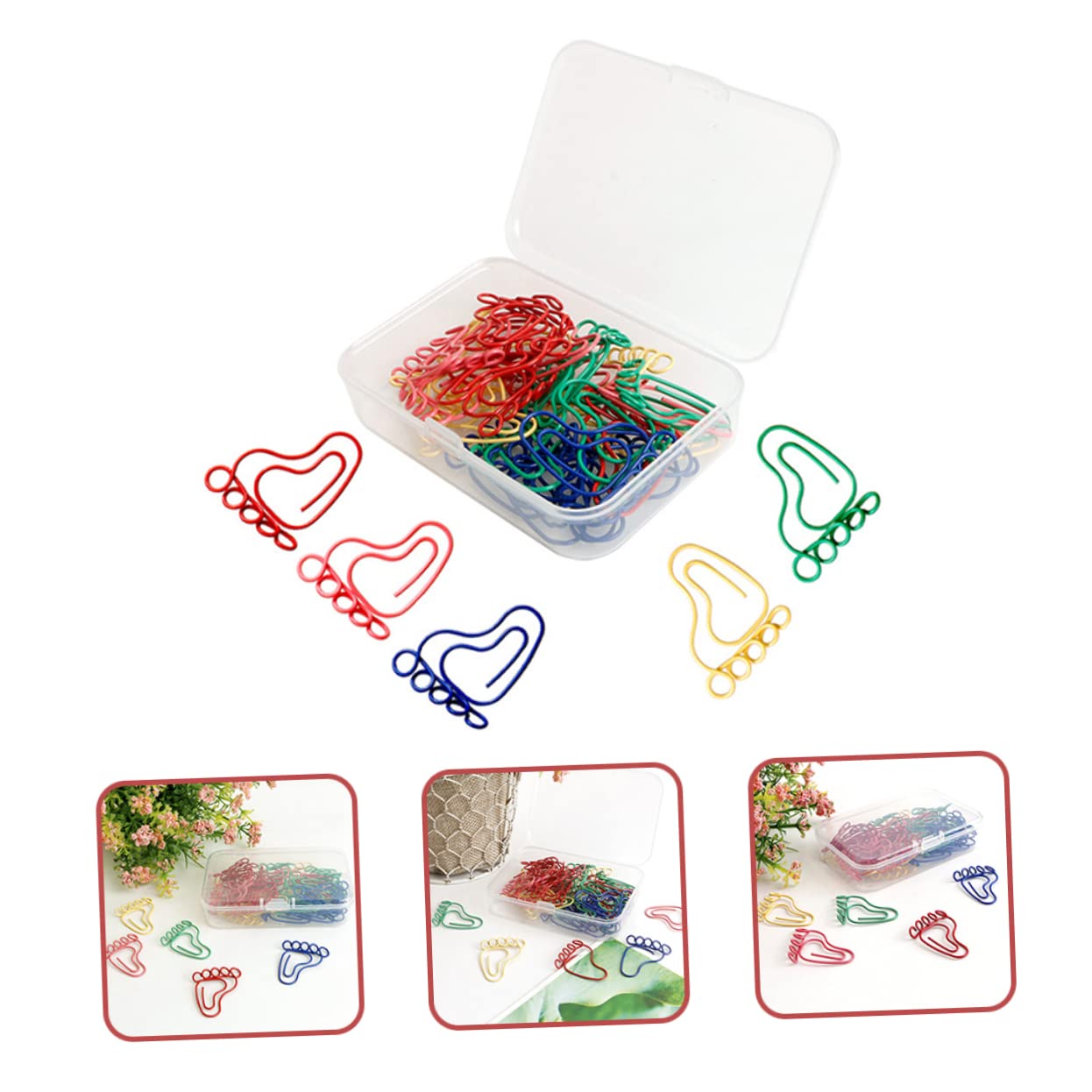 NUOBESTY 150stücke Fußabdruck-förmige Büroklammern Bunte Papierclips Für Dokumentenorganisation Praktische Und Dekorative Clips Für Schule Büro Und Zuhause