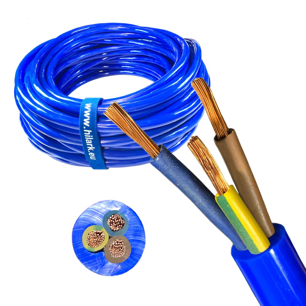 Hilark Cable Tech Câble H07BQ-F 3x2,5 mm2 (3g2,5mm2) Toron (10m, Bleu)