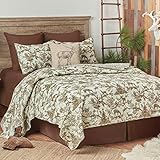 C&F Home Hemlock Trail Trees Deer Twin Cotton Quilt Set Reversible Machine Washable Bedding Lodge Cabin Nature Woodland Forrest Twin 2 Piece Set Tan
