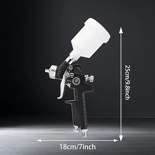 Miniatura 6 de Mini HVLP Pistola pulverizadora de aire en kit, con boquillas de 0.8mm y 1.0mm y taza de 125cc, pequeño pulverizador de pintura automotriz, pistolas