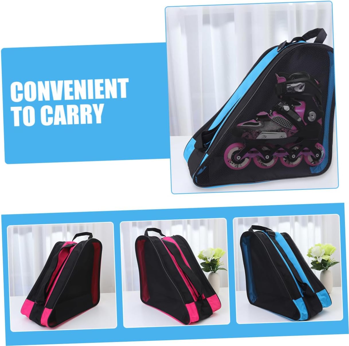 2Pcs Portable Roller Skates Pouch Thickened Skates Organizer with Shoulder Bag for Outdoor Use Bright Color Storage