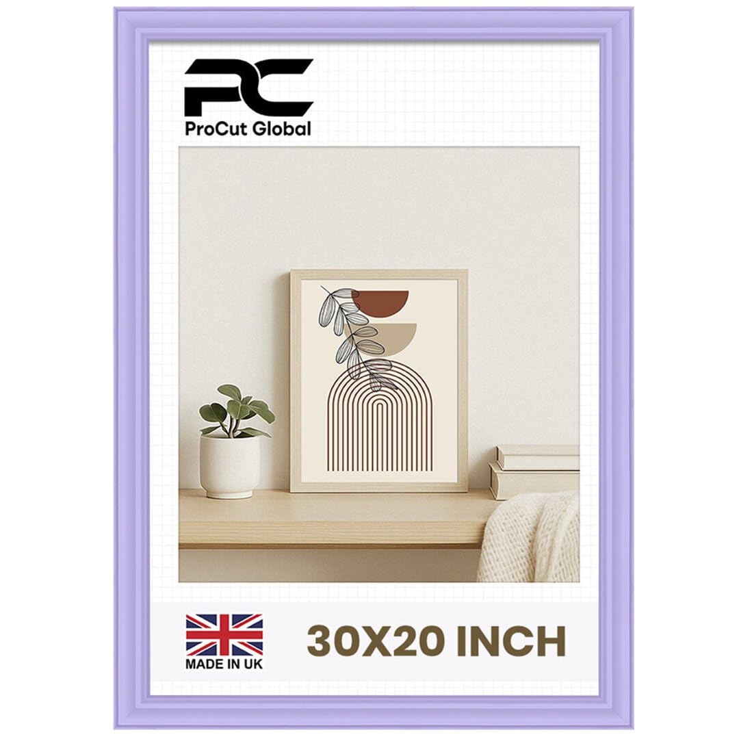 Procut Global 30x20 Purple Picture Frames - Classic Wooden Photo Frame with Shatterproof Perspex for Wall or Tabletop - Perfect for Posters, Certificates & Prints - Sizes & Colors Available