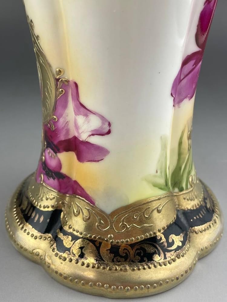 【大型】オールドニッポン 約30㎝ 芥子紋花瓶 アールヌーボー 金盛り ポピー 大型】オールドニッポン 約30㎝ 芥子紋花瓶 アールヌーボー 金