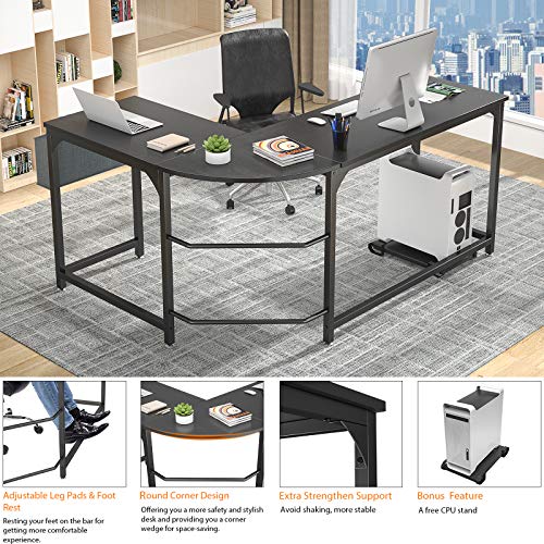 Homfio L Shaped Desk 58’’ Computer Corner Desk Gaming Desk Pc Table Writing Desk Large L Study Desk Home Office Workstation Modern Simple Multi-Usage Desk With Storage Bag Space-Saving Wooden Table #TOP1