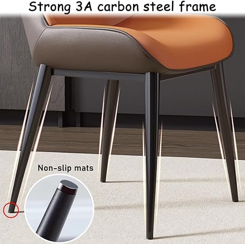 Miniatura 7 de YVYKFZD Juego de sillas de comedor, sillas de cocina de piel sintética, silla de comedor sin brazos con patas de metal y respaldo curvo, silla