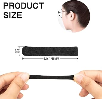 SAMLOO 3 Pairs Eyeglasses Ear Cushions for Glasses Eyeglasses Temple Tips Sleeve Protectors Non-Slip Comfortable Elastic Glasses Ear Cushion Eyeglass Ears Behind Guards Ends Arm Covers (3, Black)