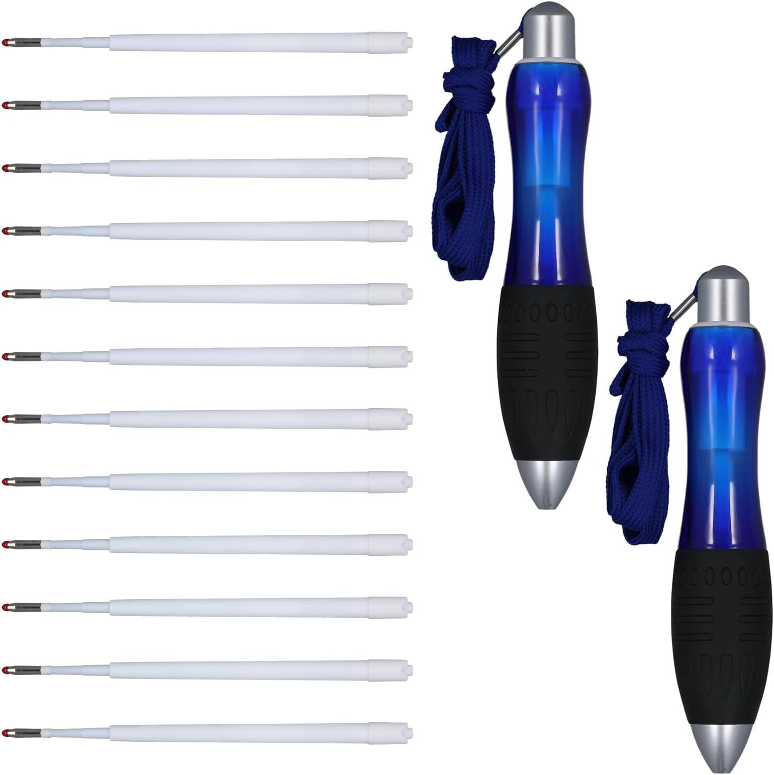 2pcs Big Fat Heavy Pens with 12 Refills, Smooth Writing Big Fat Pens Thick Pens Writing Aids Weighted and Hands Wide Grip Ballpoint For Hand Tremors (Blue)