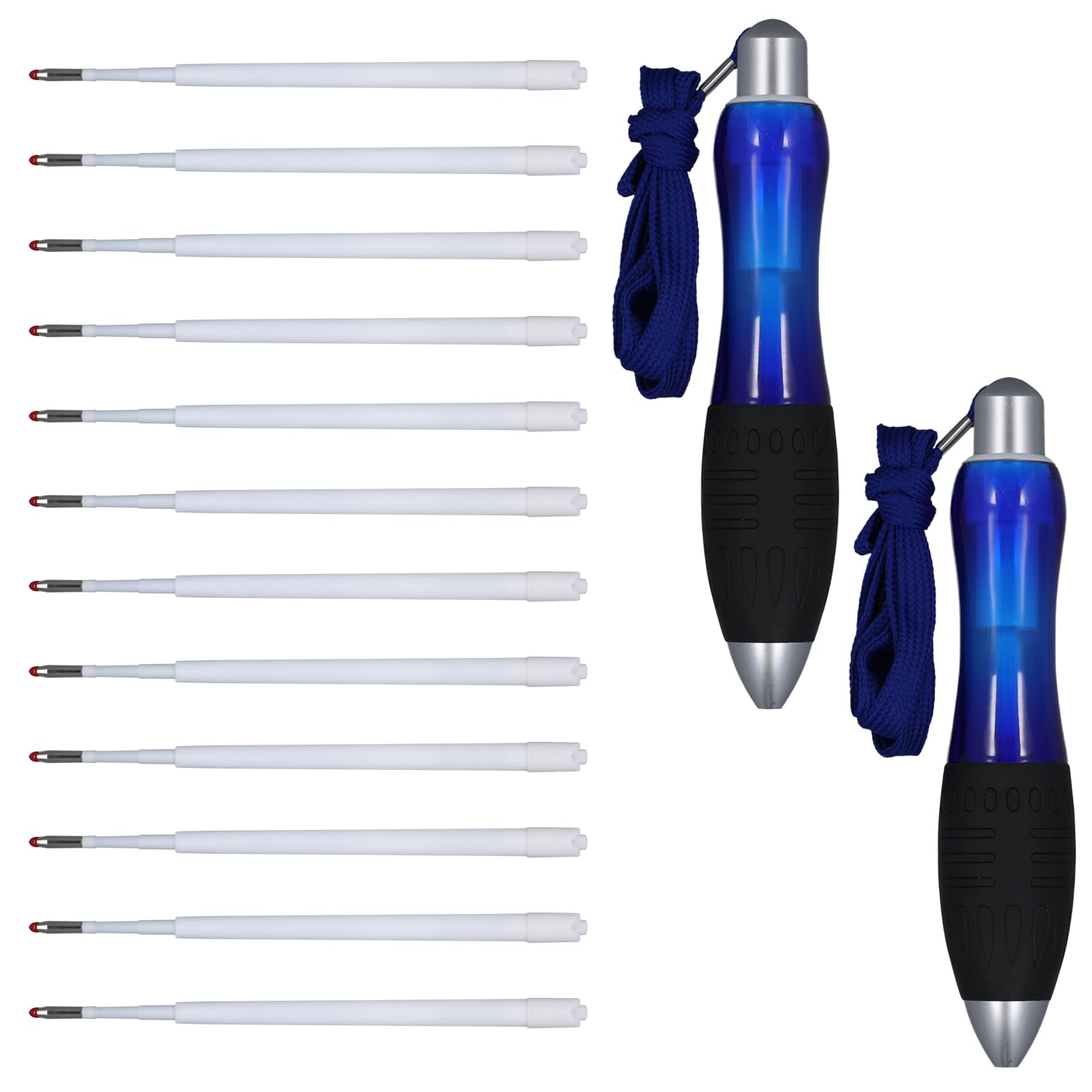 2pcs Big Fat Pens With 12 Refills, Smooth Writing Big Fat Pens Thick Pens Writing Aids Weighted And Hands Wide Grip Pens Heavy Weighted Pens For Hand Tremors (Blue)