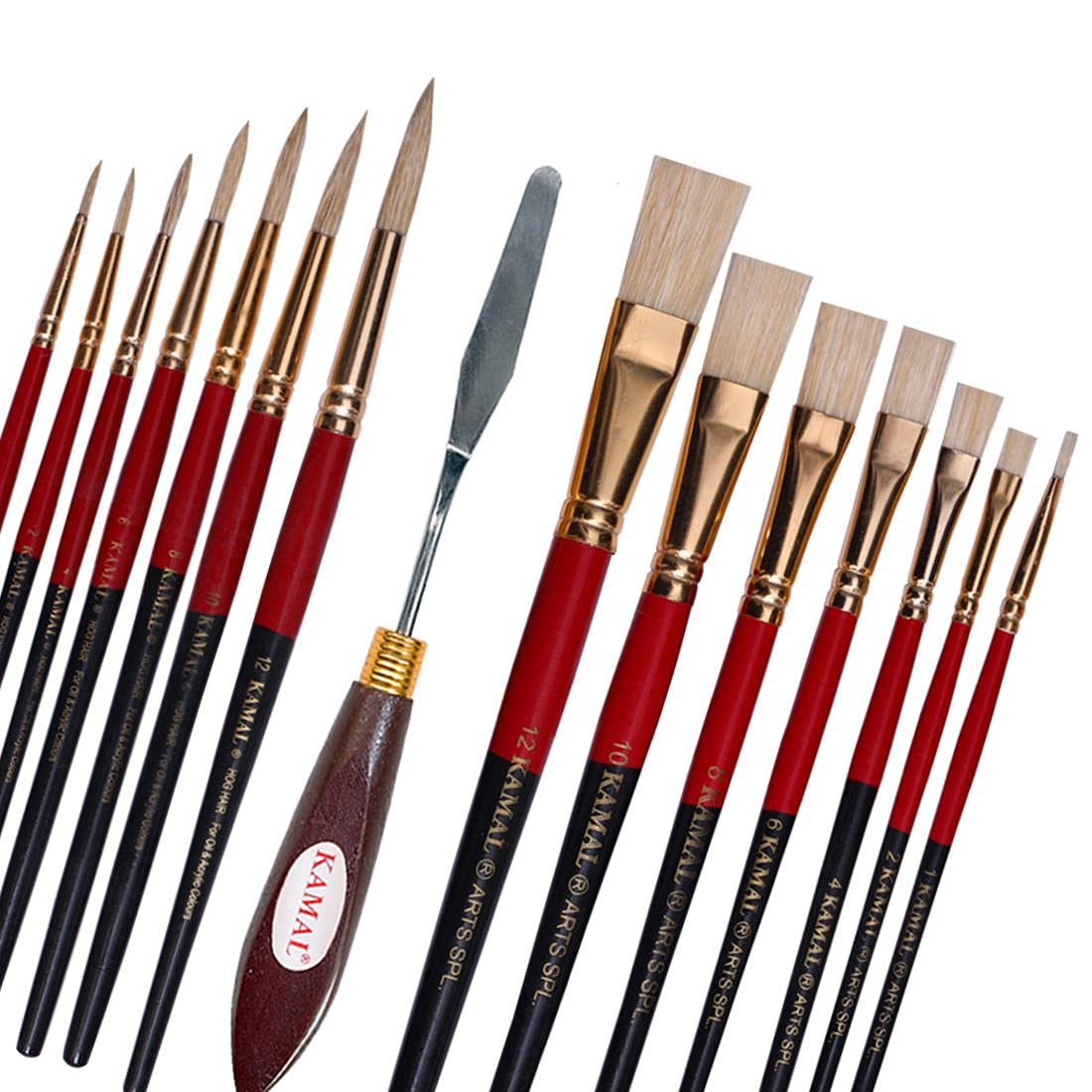 Buy KAMAL COMBO OF FLAT AND ROUND HOG HAIR PAINT BRUSHES WITH PAINTING