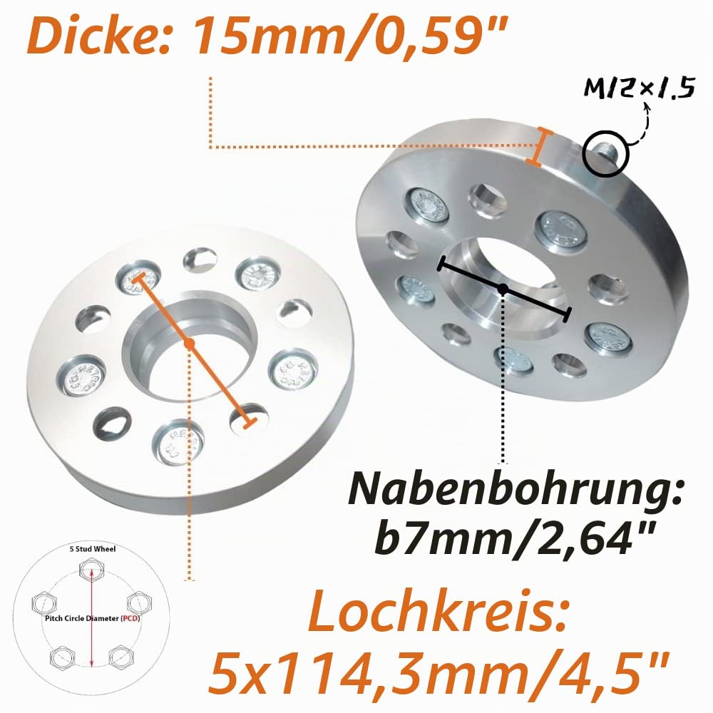 JINGLINGKJ 5-Loch Rad-Abstandshalter PCD 5X114,3 Nabenbohrung 67 mm geschmiedet, 2er-Pack