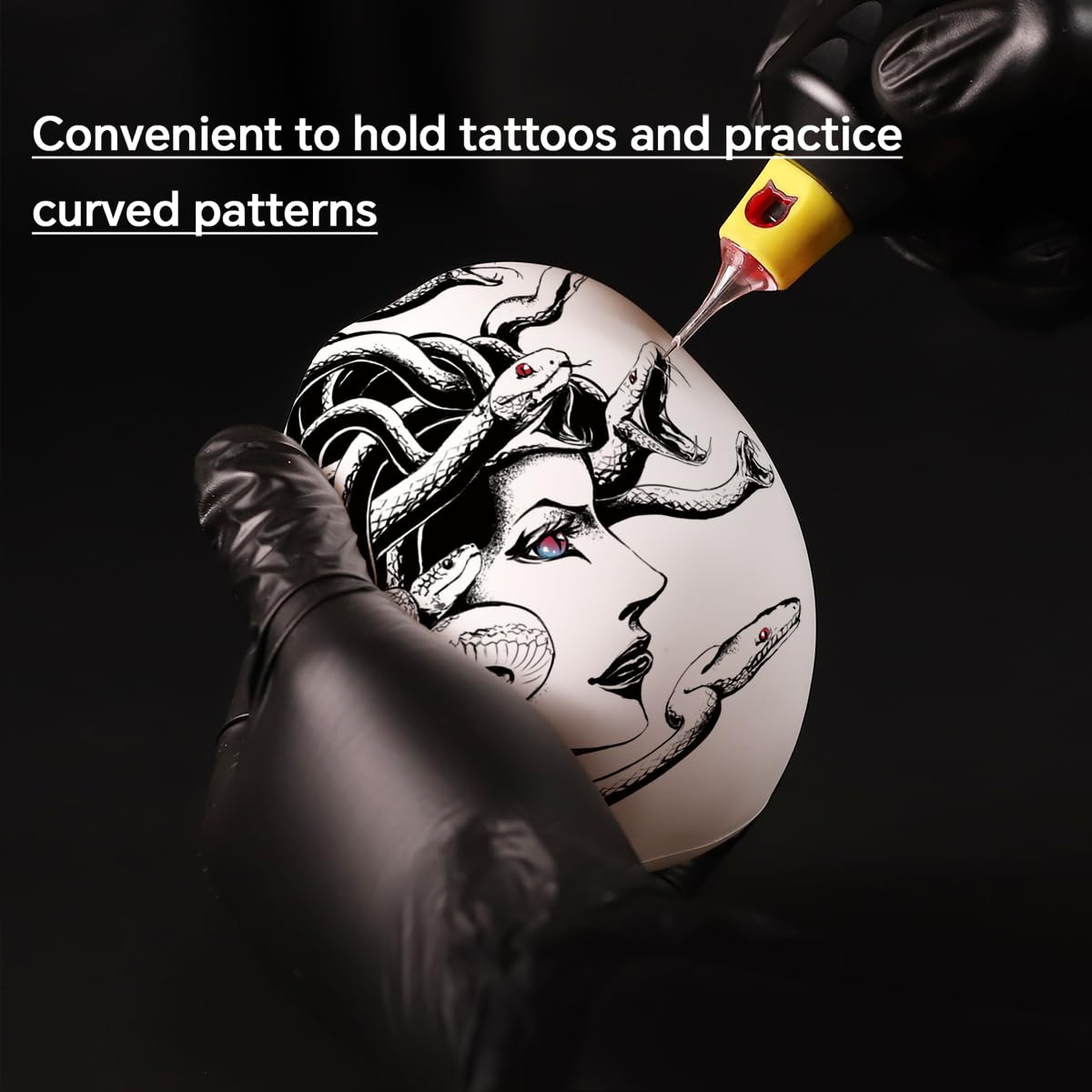 Tattoo Skin MINI Tattoo Pratice Skull 4x3x3inch 5mm Soft Silicone with Supportive Skull Cap for Beginners and Experienced Artists Yellow