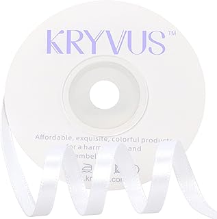 White Satin Ribbon 1/4 inch X Continuous 25 Yards, Single Face Polyester Ribbon Perfect for Gift Wrapping, Flower Bouquet,...