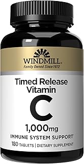Windmill Natural Vitamins Vitamin C 1,000mg Time Released, with Rose HIPS and Bioflavonoids, Packed with Antioxidants, Supports Immune System, 180 Servings, 180 Count