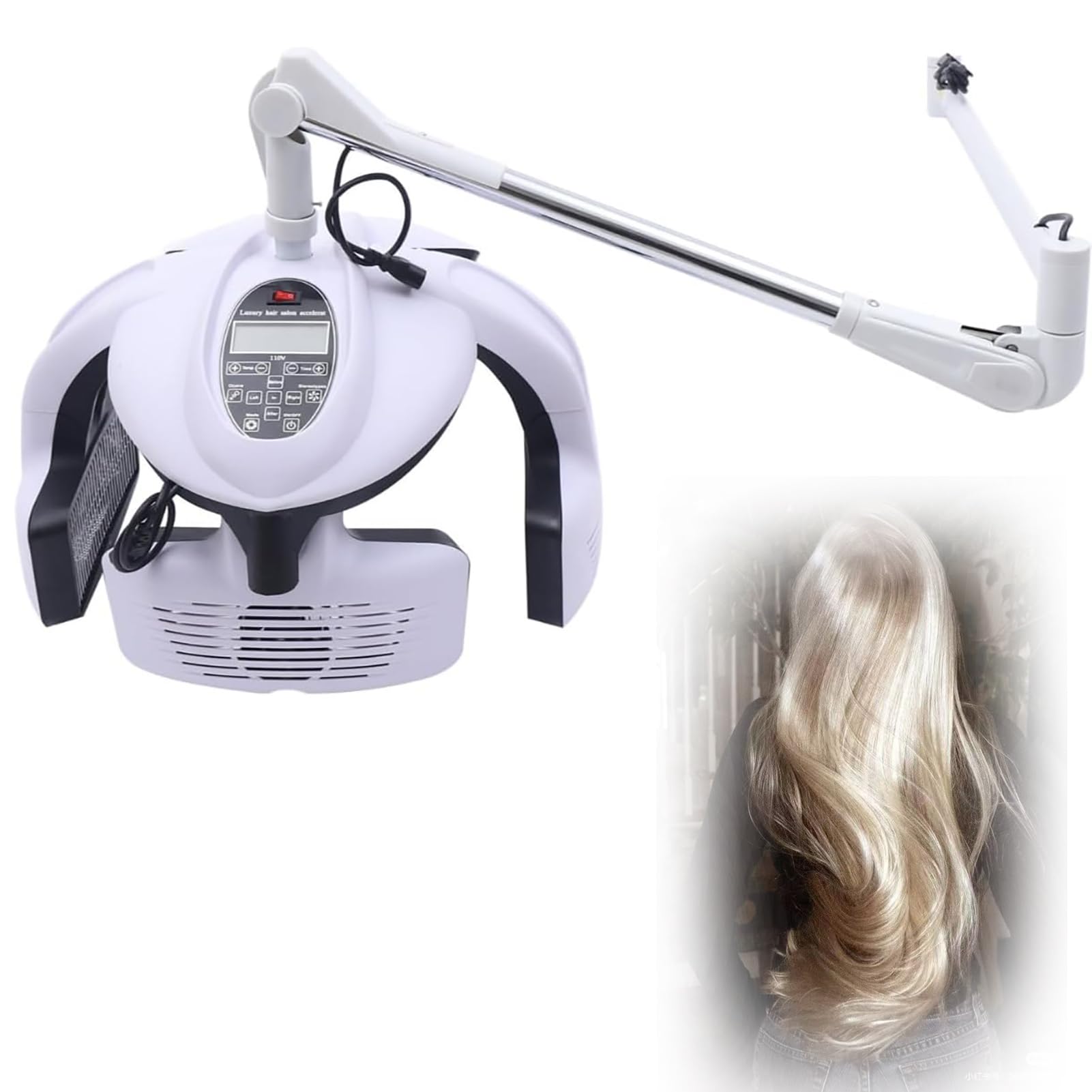 Asciugacapelli da Parete O da Terra 800W, Processore Multimodale per Capelli con 5 Riscaldatori Regolabili Separatamente, Display LCD Multifunzione, Ventola E Barriera Antiscottatura