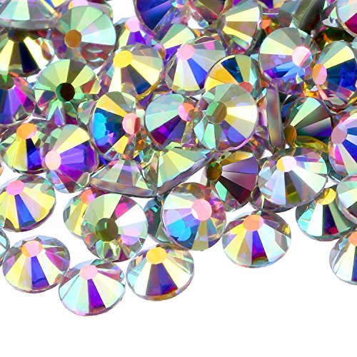 1440 Pieces Hotfix Rhinestones Crystals Hot Fix Clear AB Crystals Round Flatback Gems Glass Stones Crystal Rhinestones Bulk for Crafts Clothing Dance Costumes, 5mm