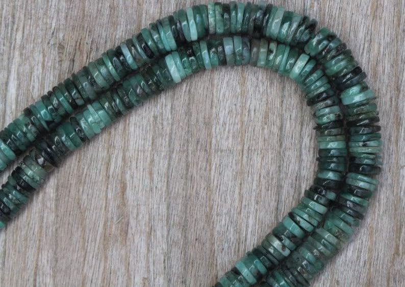 Perles Heishi émeraude naturelle pour fabriquer un collier unique : le cadeau fait main idéal