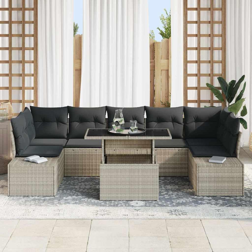 Set di divani da giardino, 8 pezzi, con tavolo regolabile in