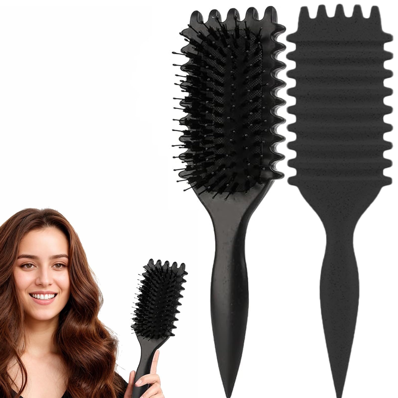 Maxmana Secret Curl Defining Brush,Curly Styling Hair Brush for Detangling,Combing,Shaping and Defining Curls For Women and Men Less Pulling,Reduce Pulling and Separation (Black)