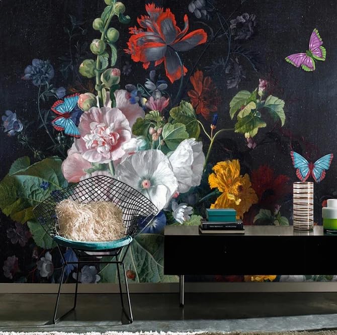 Papier Peint Mural 3D Relief Floral Style Européen pour Salon et Canapé 350x256 cm