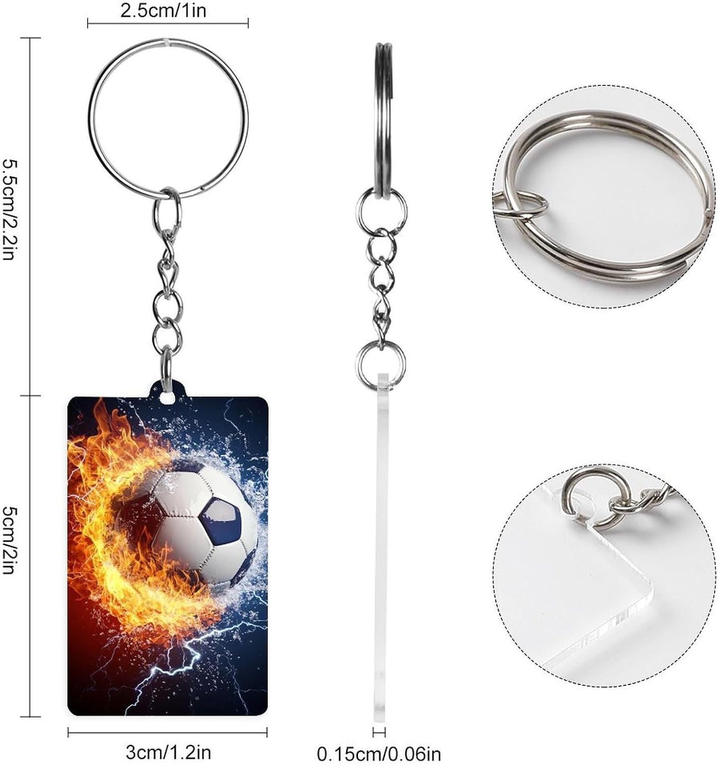 Cool Soccer Ball Acrylic Keychain Photo Keychain Holder Keyrings Mini Pendant Ornaments for Women Men image 2