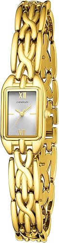 JIANDUN Reloj de pulsera rectangular pequeño vintage para mujer, correa ajustable, diseño impermeable de reloj de señora