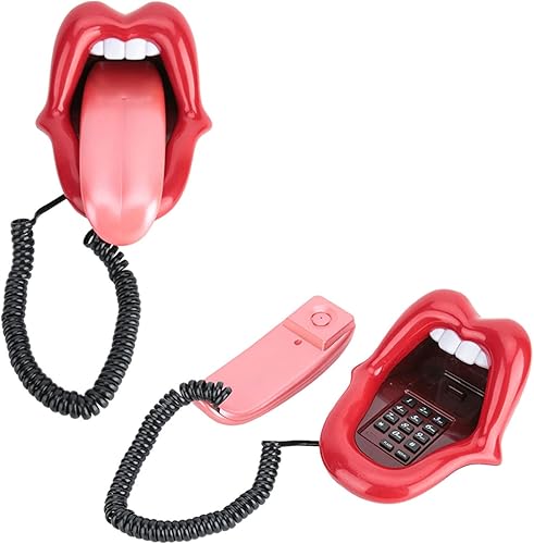 Miniatura 9 de Teléfono con cable,Teléfono rojo con forma de lengua grande,Teléfono fijo de escritorio,Teléfono de labios novedoso para decoración de oficina de