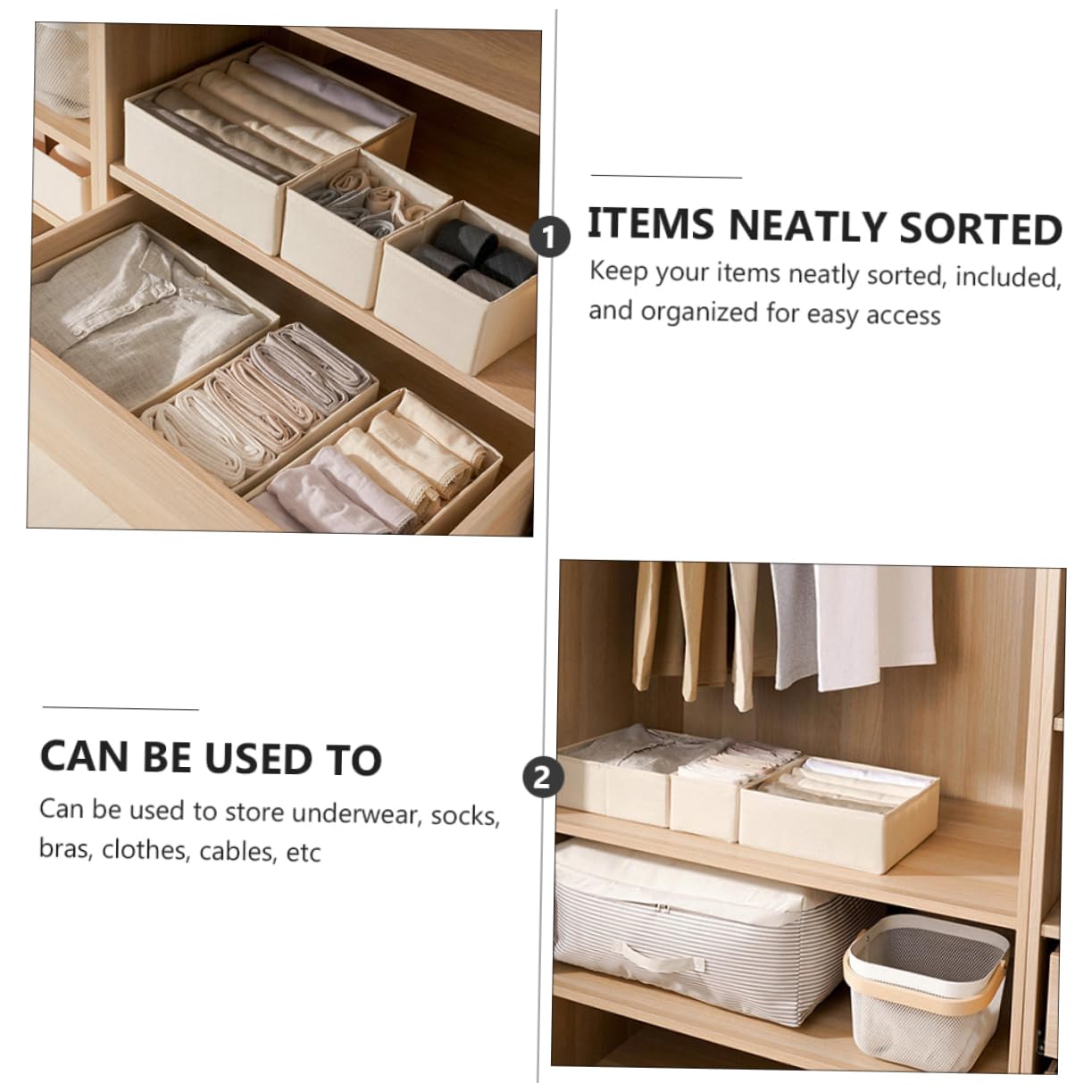 3piezas Organizador De Ropa Interior Compartimentos Caja Almacenamiento Sujetadores Calcetines Fácil Limpieza