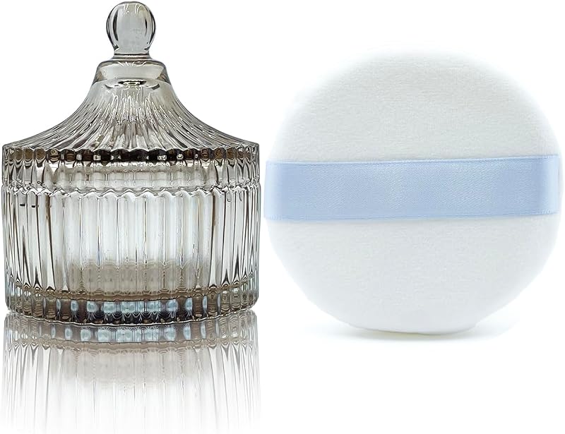 Conjunto de esponja para pó e recipiente de vidro YILUSHENGHUA Tawny