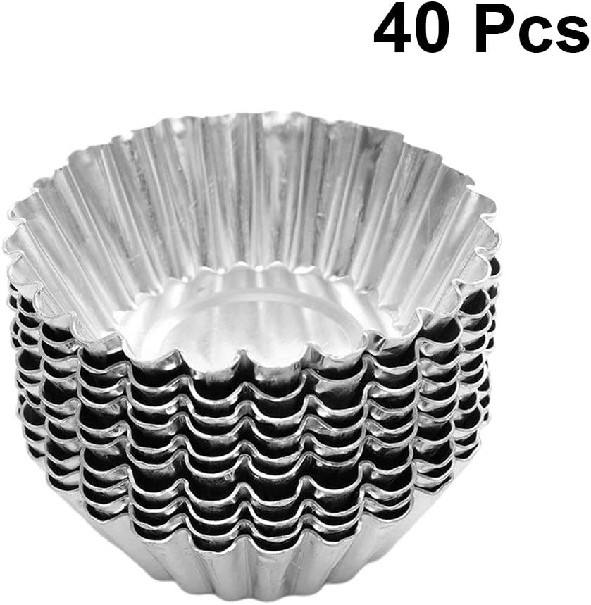 Cake Tin， Non-Stick Cake Mould, Baking Tools Baking Mold,Cake Mould,Baking Ideal 40pcs Nonstick Egg Tart Metal Lined Mould Tin Baking Tool Cupcake Cake Cookie Molds Pans (Color : Silver, Size : 100pcs