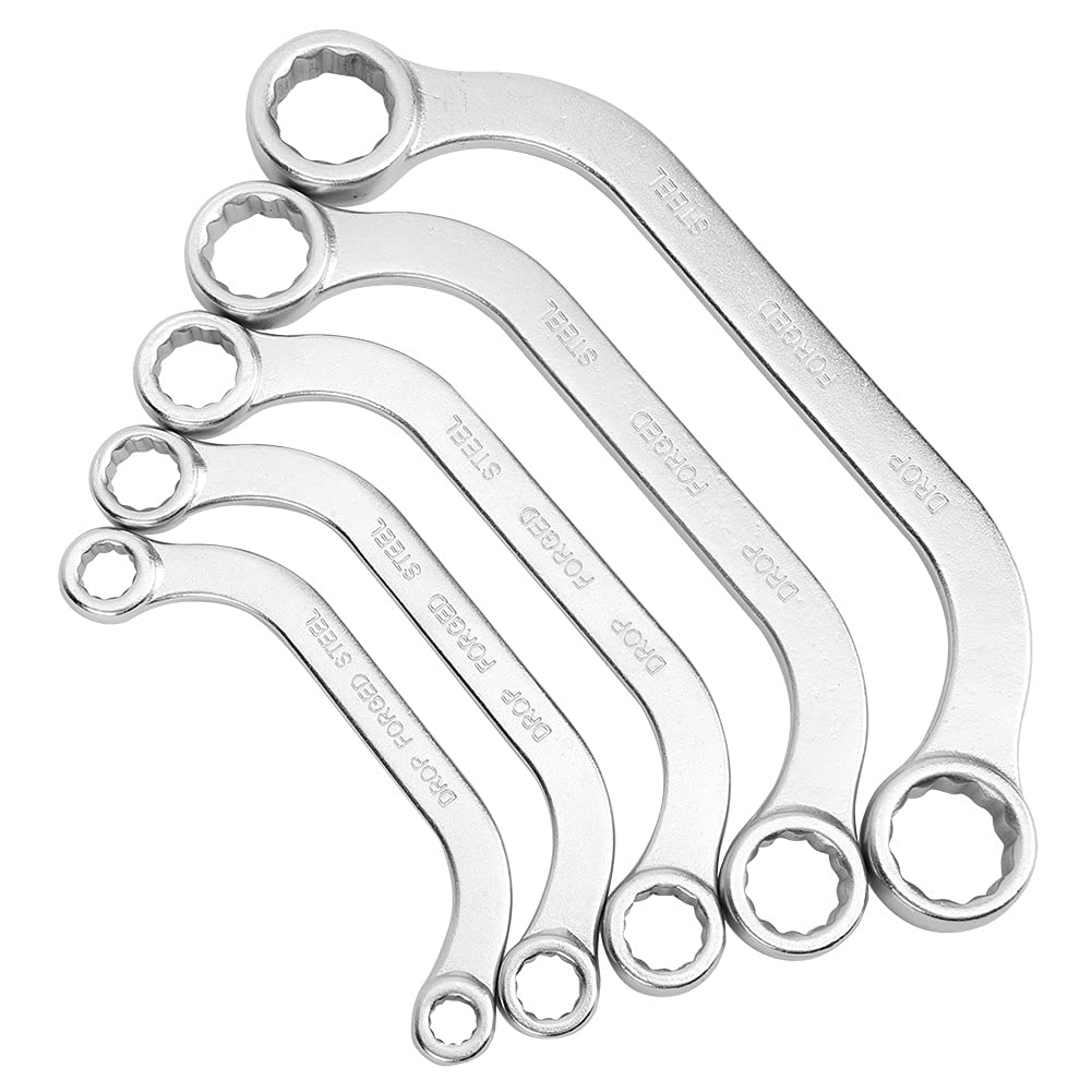 NDNCZDHC 5PCS Half Moon Box Wrench Set, Metric 8mm to 22mm Double Ended Chrome Vanadium Steel Wrench Set for Auto Repair