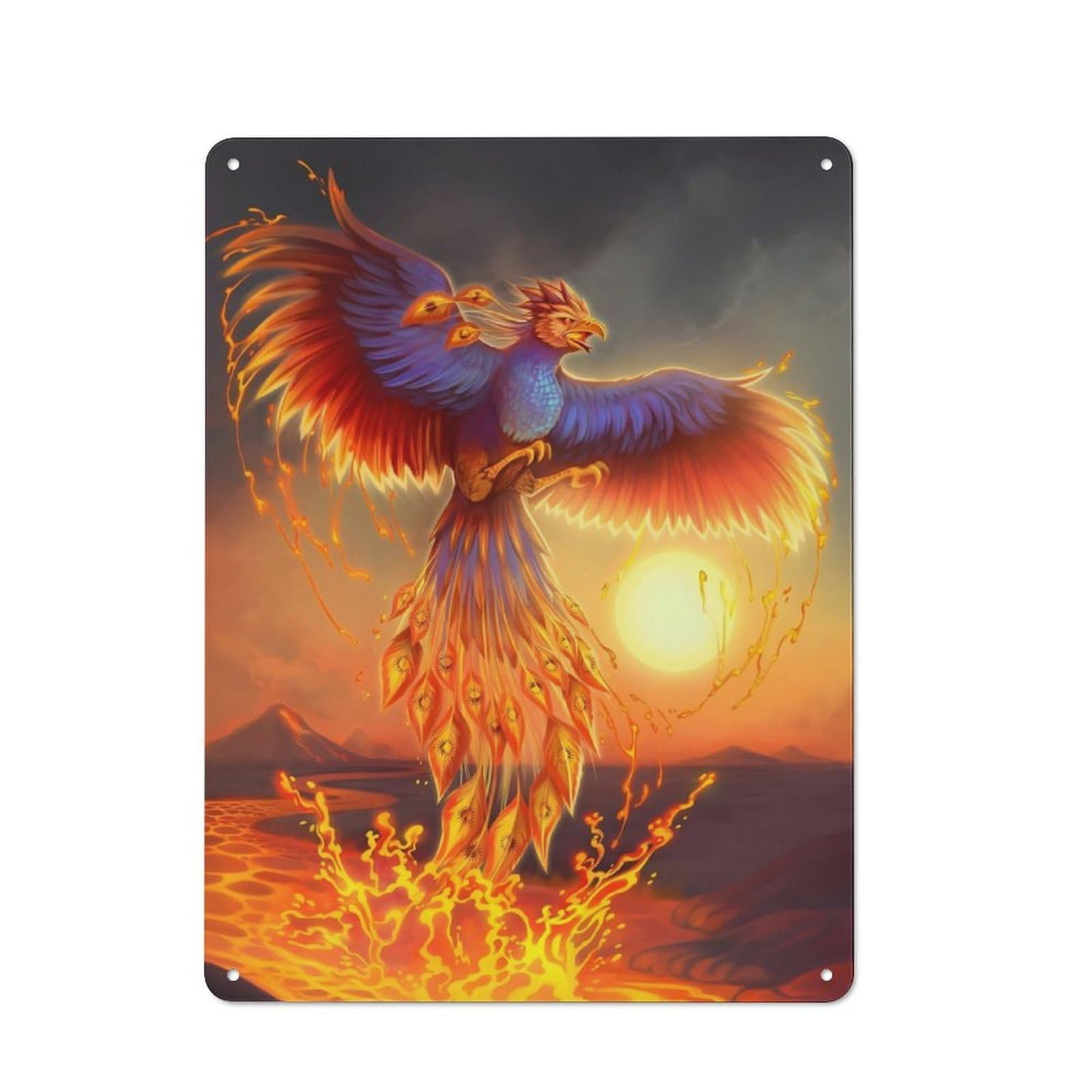 Junmoney Phoenix Mythology Fire Art Metal Plaque 40X30cm With For Workshop Wall, Retro Decor, A New Home Gift For Collectors Of Metal Signs