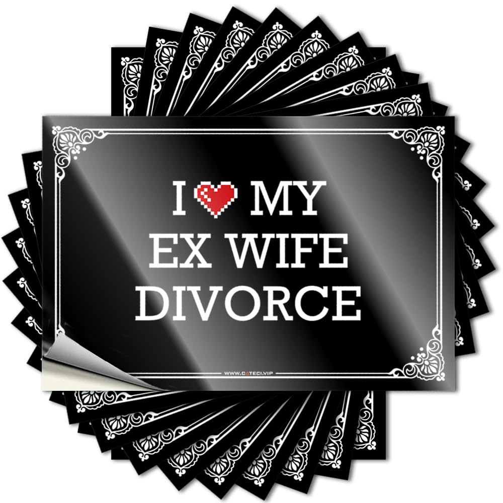 Play Room Decorations Helmet Decal | I Love My Ex Wife Divorce Tiny Durable Vinyl Sticker Easy Apply for Western(6X9CM)