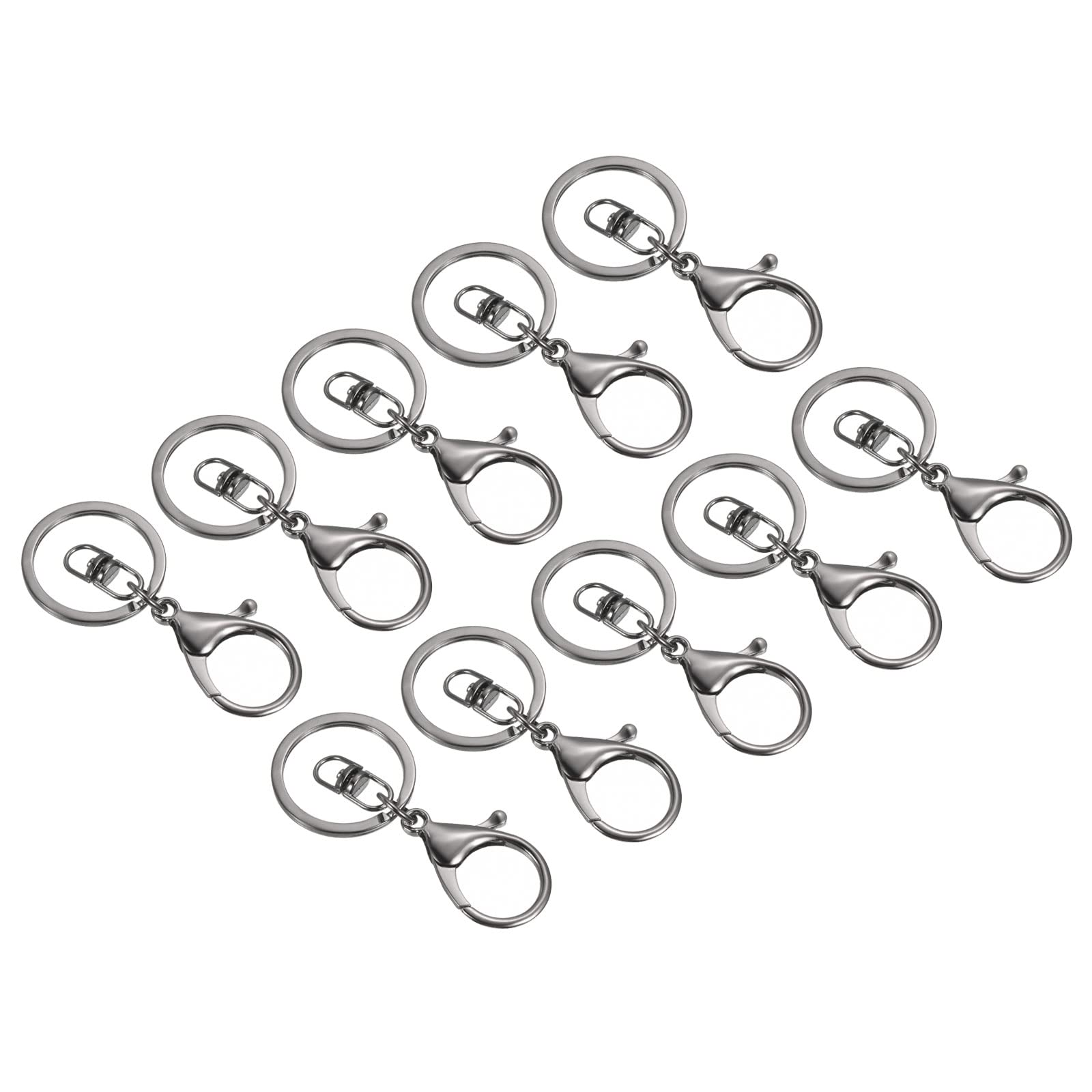 PATIKIL Key Chain Rings, 10 Pack Lobster Clasp Keyring Trigger Clip Keychain Holder for Arts Crafts DIY, Black