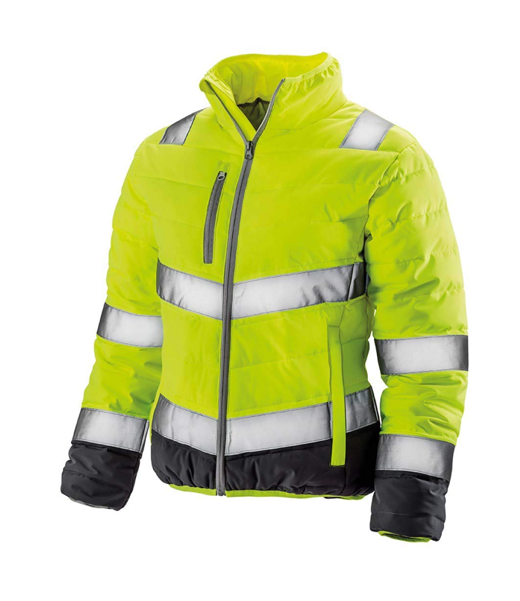 Result - Chaqueta de seguridad reflectante Safe Guard para mujer señora (XS) (Amarillo Fluorescente/Gris)