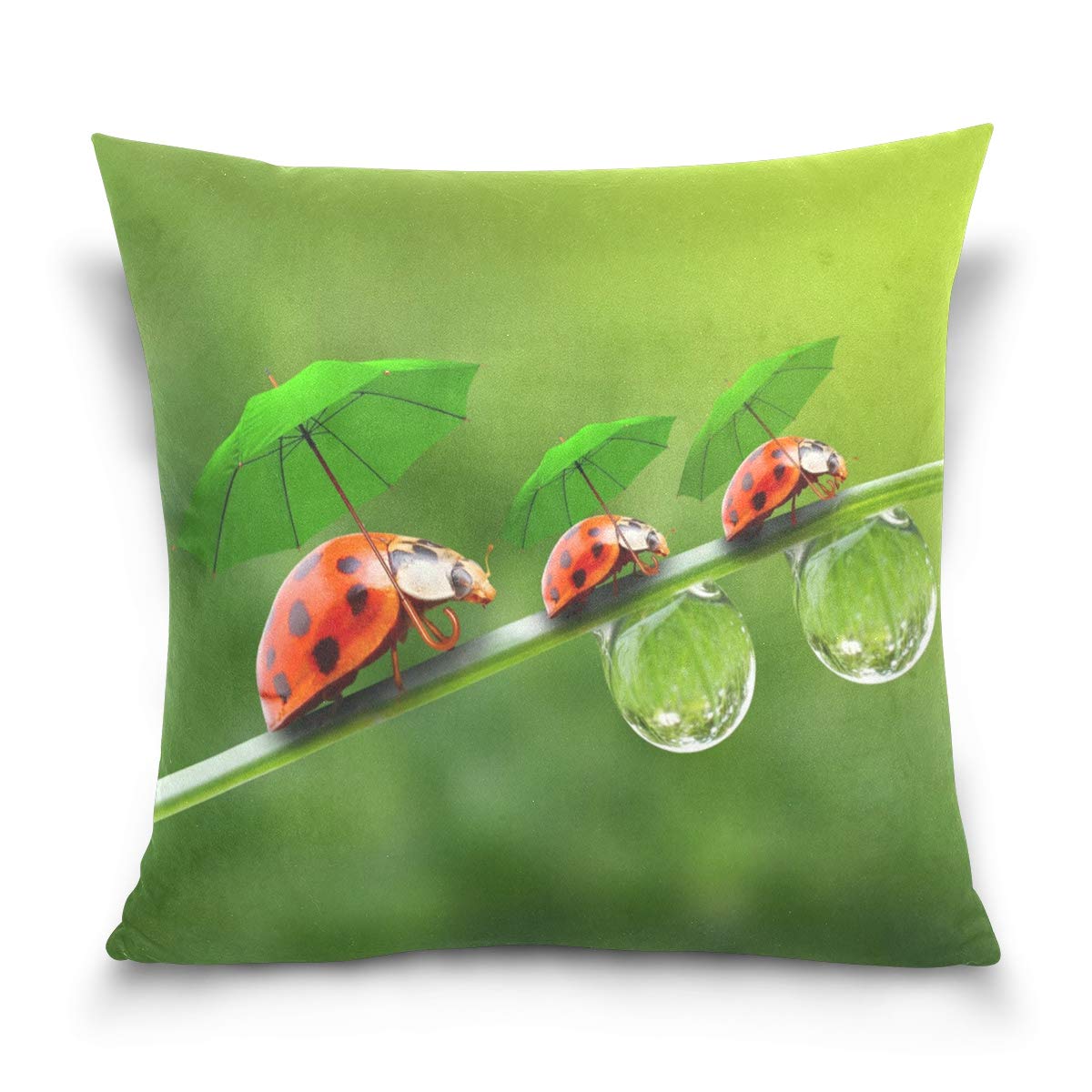 Linomo Throw Pillow Cover 18x18 inch, Funny Ladybug Ladybird Decorative Pillow Cases Cushion Cover for Couch Sofa Bed Home