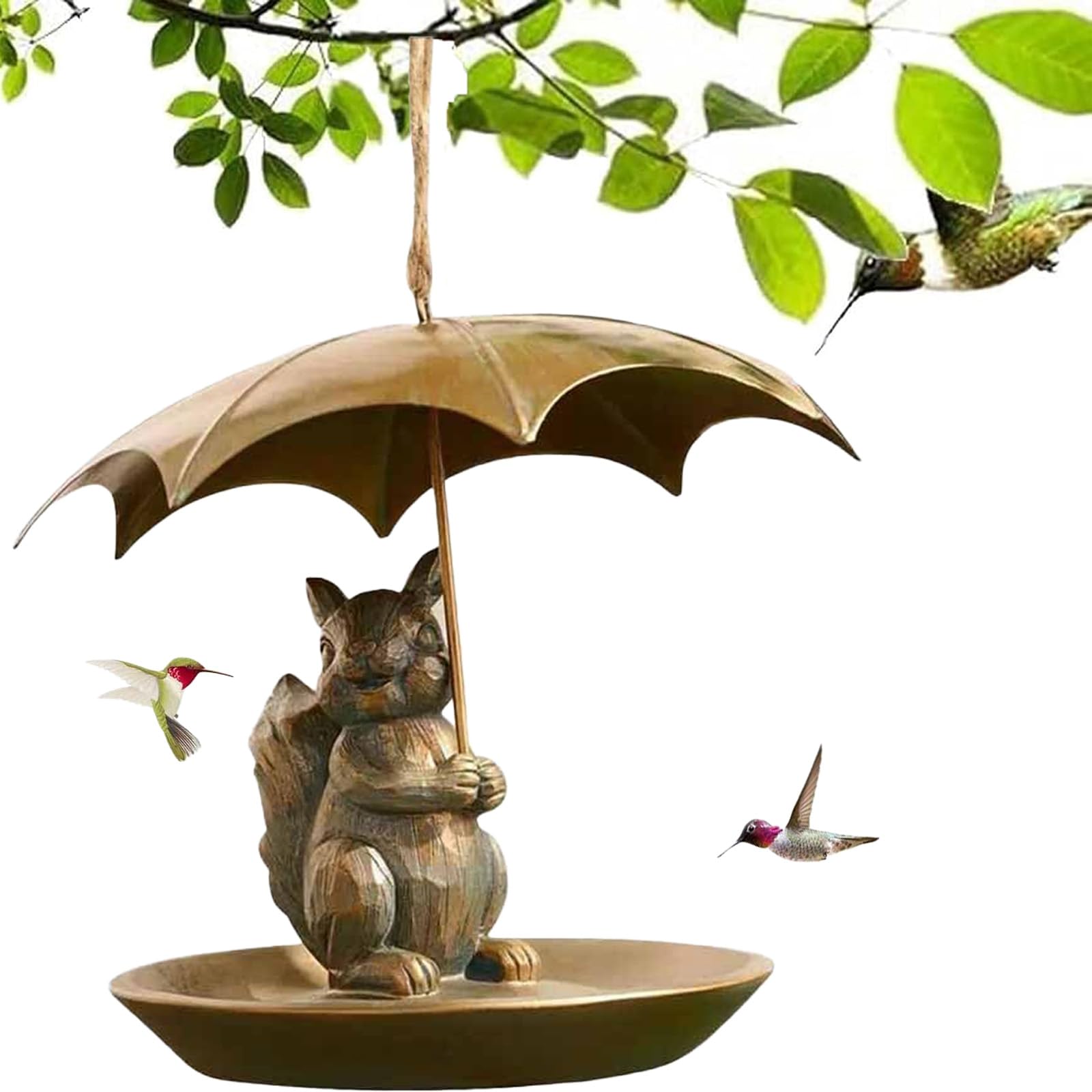 Comedero para pájaros con paraguas para ardillas, gatos y perros, comedero para pájaros para colgar al aire libre, decoración de jardín y patio