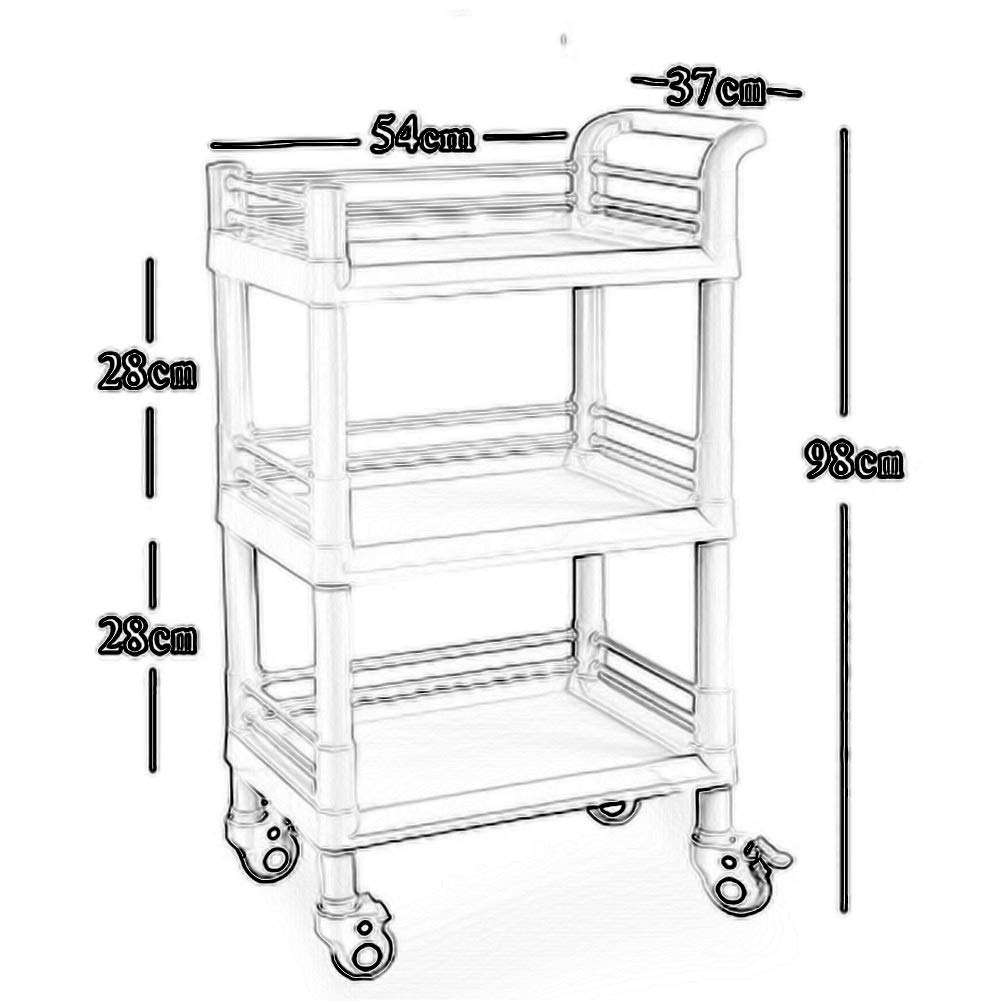 Carrelli Mobili, Carrello per Uso Domestico Carrello 3-Shelf Beauty Trucco Spa con Ruote Rotolanti, Strumento, Attrezzature Mediche Ospedaliere/White/54 * 37 * 98Cm