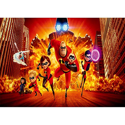 Incredibles Birthday Party Backdrop Photo Background 7x5 High City Building Superhero Vinyl Backdrops for Kids Birthday Party Wall Decorations