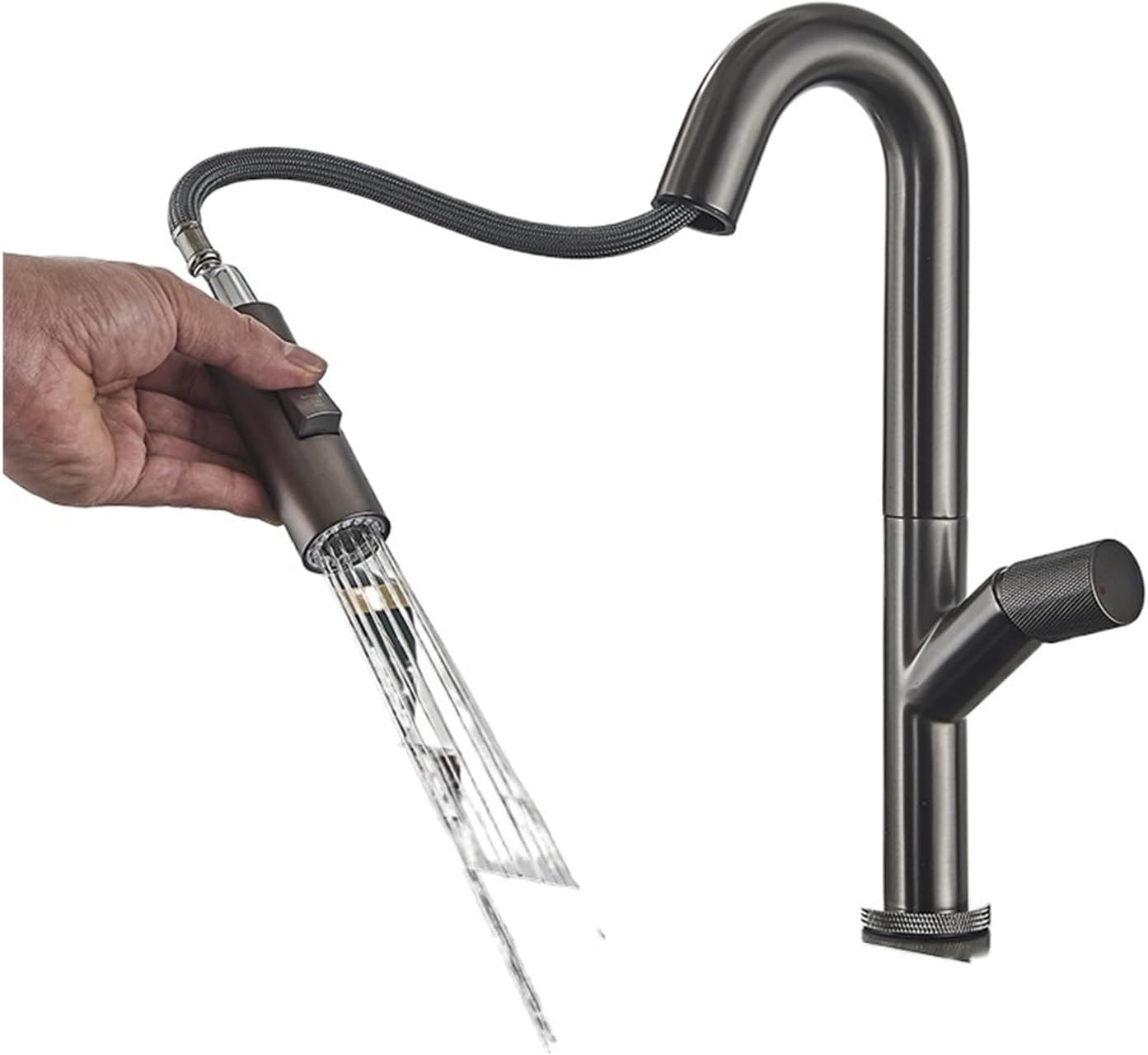 taps for Pair Kitchen Sink Pull-Out 2 Models Spout Faucet Countertop Mount Rotatable Single Hole Hot and Cold Water Mixer Washing Crane(White) Black Bathroom tap