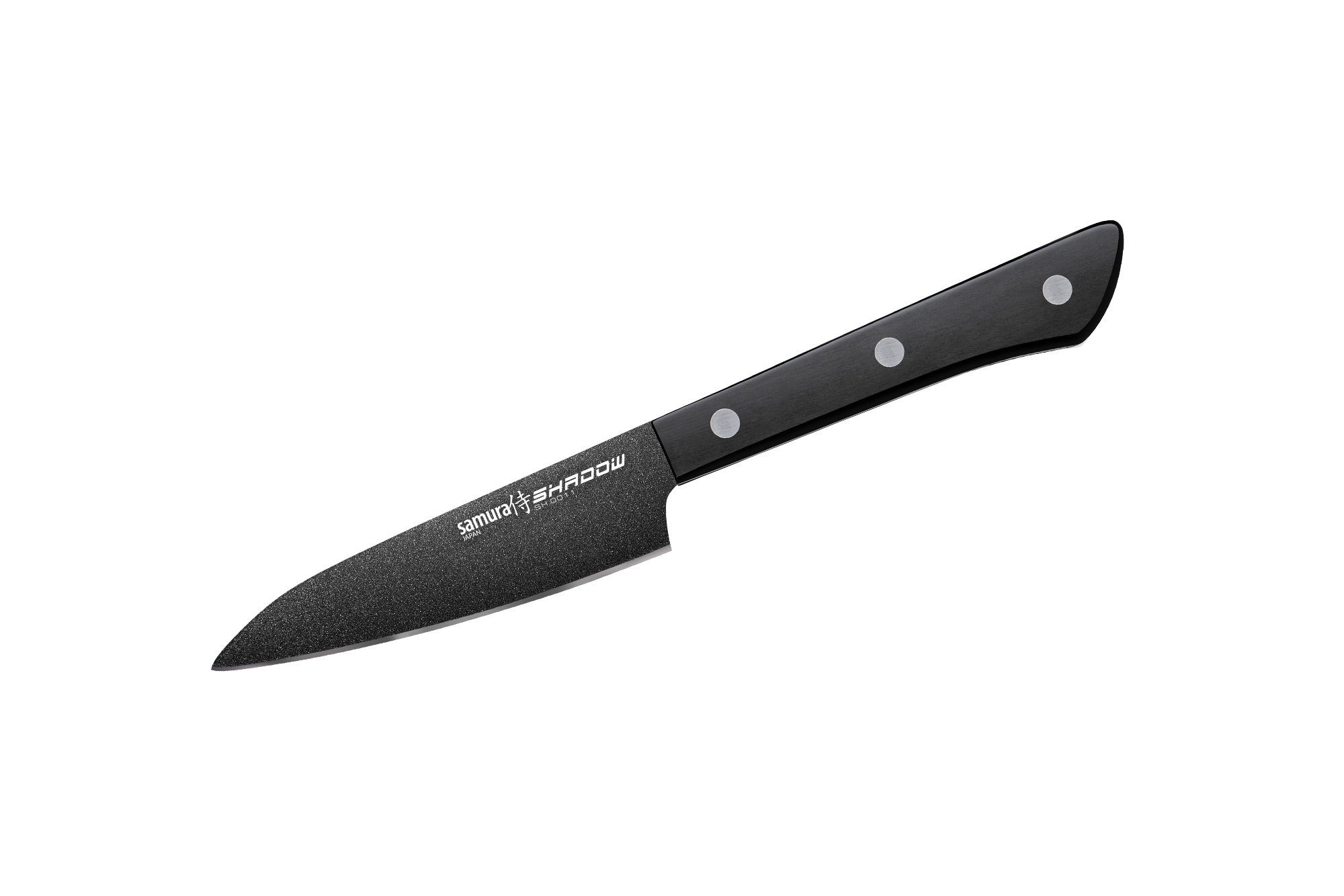 SAMURA Shadow Paring Knife with Non-Stick Black Surface Coating 99mm Blade AUS-8. Hardness 59 HRC