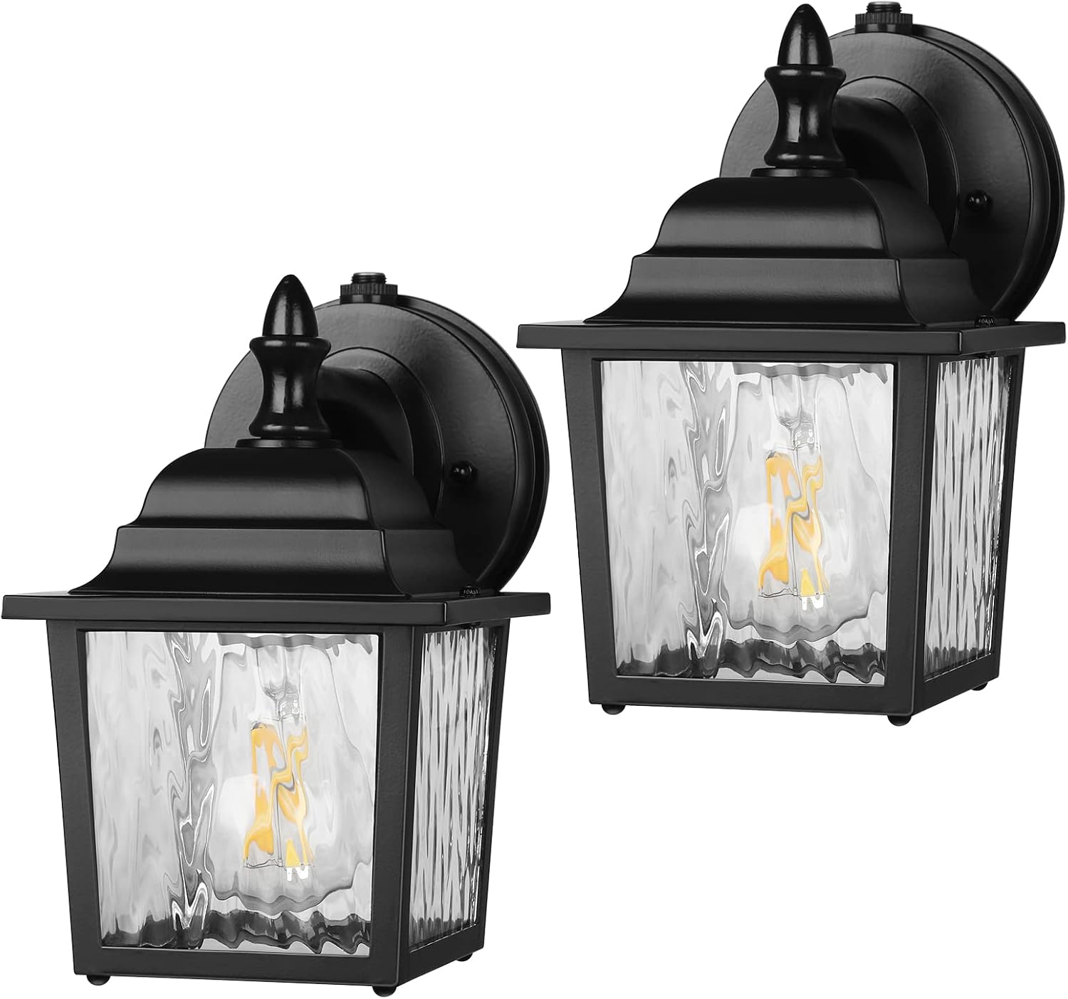 DEWENWILS 2 Pack Dusk to Dawn Outdoor Wall Light Fixture, Wall Lantern Porch Light with Clear Water Ripple Glass Shade, Anti-Rust & Waterproof Outdoor Wall Sconce Lamp for Garage, Backyard, UL Listed