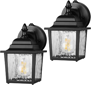 DEWENWILS 2 Pack Dusk to Dawn Outdoor Wall Light Fixture, Wall Lantern Porch Light with Clear Water Ripple Glass Shade, Anti-Rust & Waterproof Outdoor Wall Sconce Lamp for Garage, Backyard