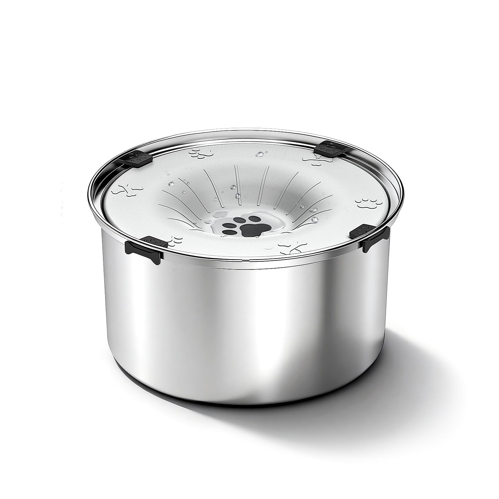 Comedero para perros, antigolpes, para razas medianas y grandes, 5,68 l, antideslizante, acero inoxidable 304, color gris claro