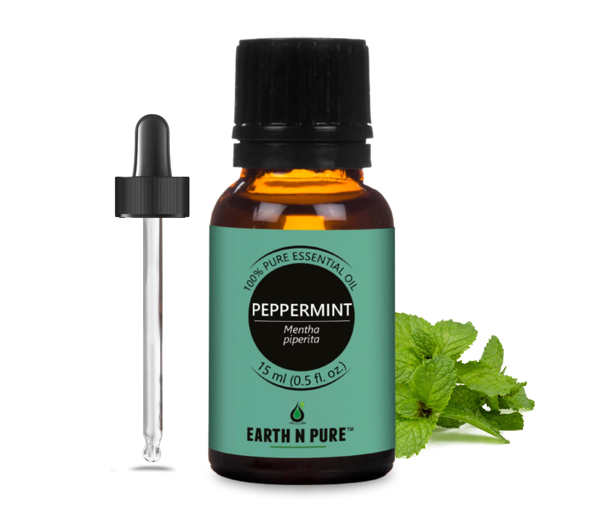 Earth N Pure Peppermint Essential Oil (Pudina Oil) Undiluted, Natural and Therapeutic Grade with Glass Dropper 15 ml