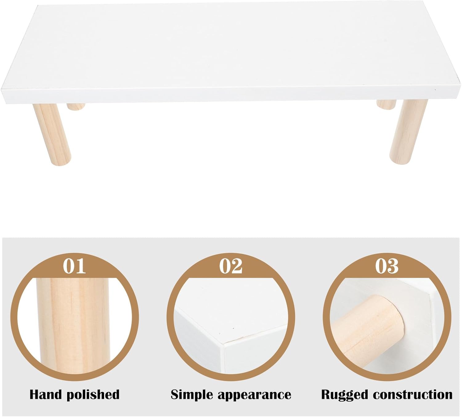 SEWACC Mini Wooden Plant Stand for Desk Natural Wood Flowerpot Riser for Home Office Decor Space-saving Mini Planter Holder Pet-safe Display Rack for Succulents and Small Pots image 3