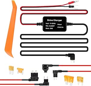 Upgraded USB-C Hardwire Kit for Dash Cameras, 12V-24V to 5V Power Supply with Fuse Tap and Pry Tool